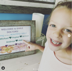 Instagram girl pointing and smiling
